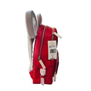 Michael Kors Jaycee Medium Zip Pocket Backpack Leather Bright Red MSRP $498 New